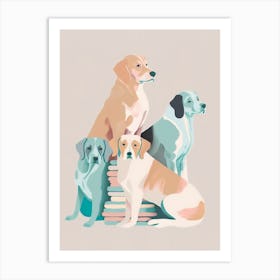 Dogs And Books Art Print