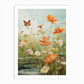 Poppies And Butterflies Art Print