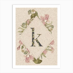 Floral Monogram K Art Print