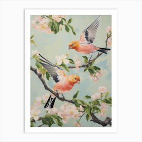 Vintage Japanese Inspired Bird Print American Goldfinch 3 Art Print