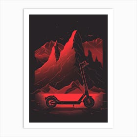 Red Scooter In The Mountains Art Print
