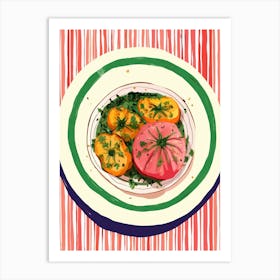 A Plate Of Tomatoes 4 Top View Food Illustration 3 Art Print