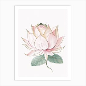 Lotus Flower Pattern Pencil Illustration 2 Art Print