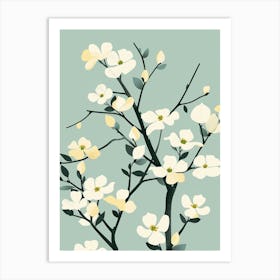 Dogwood Tree Flat Illustration 3 Art Print