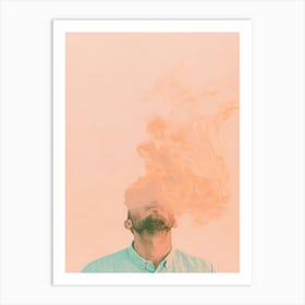 Man With Smoke Coming Out Of His Head Art Print