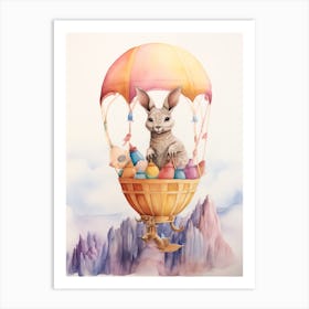 Baby Kangaroo In A Hot Air Balloon Art Print