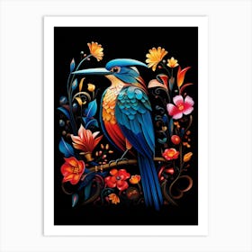 Folk Bird Illustration Kingfisher 4 Art Print