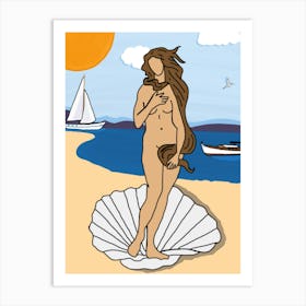 Coquille st Jacques, plage Art Print