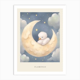 Sleeping Baby Flamingo Nursery Poster Art Print