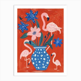 Flamingos In A Vase Art Print