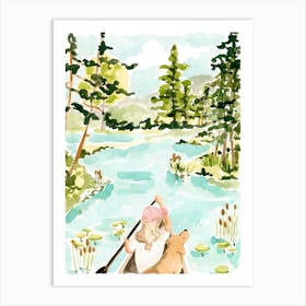 Canoeing with Pup Art Print