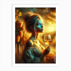 Golden Wine At Sunset Vineyard 5 Art Print