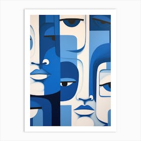 'Blue Faces' Art Print