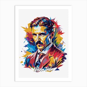 Nikola Tesla 03 Portrait WPAP Pop Art Art Print