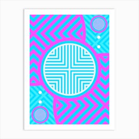Geometric Glyph in White and Bubblegum Pink and Candy Blue n.0033 Art Print