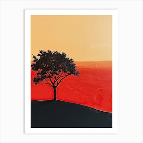 Lone Tree At Sunset Art Print