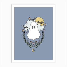 Cute Ghost | Slate Blue Art Print