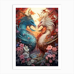 Dragon And Phoenix Illustration 6 Art Print