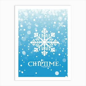 Abstract Vector Illustration Of A Merry Snowflake Nestled In Winter Frost Central On A Background A Art Print