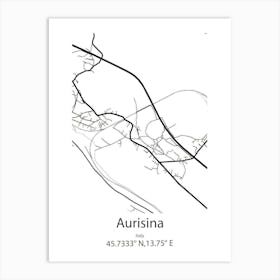 Aurisina,Italy Minimalist Map Art Print