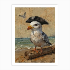 Seagull With Pirate Hat 3 Art Print