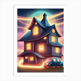 House At Night 1 Art Print