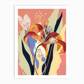 Colourful Flower Illustration Kangaroo Paw Flower 1 Art Print