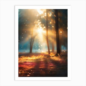 Rays Of Light In The Forest Art Print