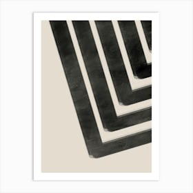 Abstract Minimalist Art in Black and Beige 2 Art Print