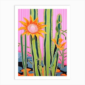 Mexican Style Cactus Illustration Chamaecereus Silvestrii Cactus 1 Art Print