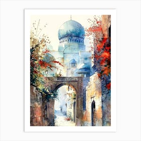 Beautiful Watercolor Muslim Vill Art Print