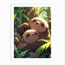 Cute Sloths 2 Art Print