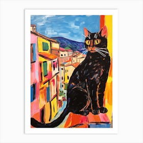 Painting Of A Cat In Siena Italy 2 Art Print