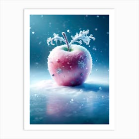 A Red Apple with the reflection on the semi gloss, winter theme Art Print