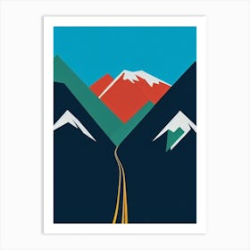 Grandvalira, Andorra Modern Illustration Skiing Poster Art Print