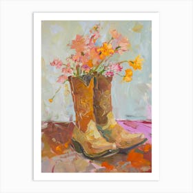 Cowboy Boots And Wildflowers Fireweed Art Print