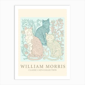 William Morris  Inspired Cats Collection 3 Cats Art Print