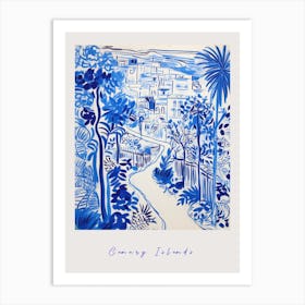 Canary Islands Spain Mediterranean Blue Drawing Poster Art Print