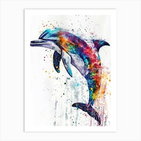 Dolphin Colourful Watercolour 2 Art Print