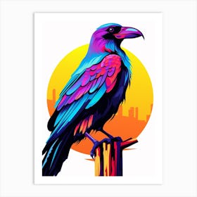Colourful Geometric Bird Raven 3 Art Print