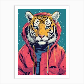 Tiger Illustrations Wearing A Raincoat 2 Art Print