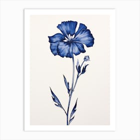 Blue Botanical Carnation 1 Art Print