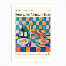 La Bottega Del Mangiare Bene Trattoria Italian Poster Food Kitchen Art Print