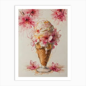 Cherry Blossom Ice Cream 2 Art Print