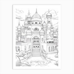 The Sultan S Palace (Aladdin) Fantasy Inspired Line Art 1 Art Print