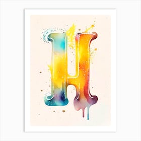 H  Letter, Alphabet Storybook Watercolour 2 Art Print