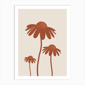 Retro Daisies Rust Art Print