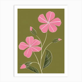Pink & Green Periwinkle 2 Art Print