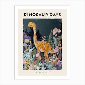 Dinosaur In The Garden Poster 3 Art Print