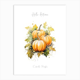 Hello Autumn Cinderella Pumpkin Watercolour Illustration 4 Art Print